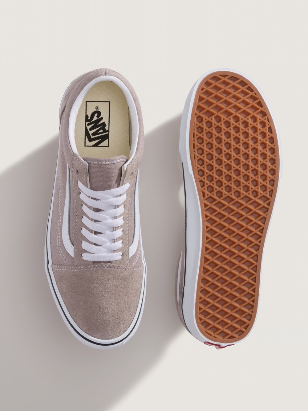Vans Old Skool Suede Sneakers in Taupe with White Trim